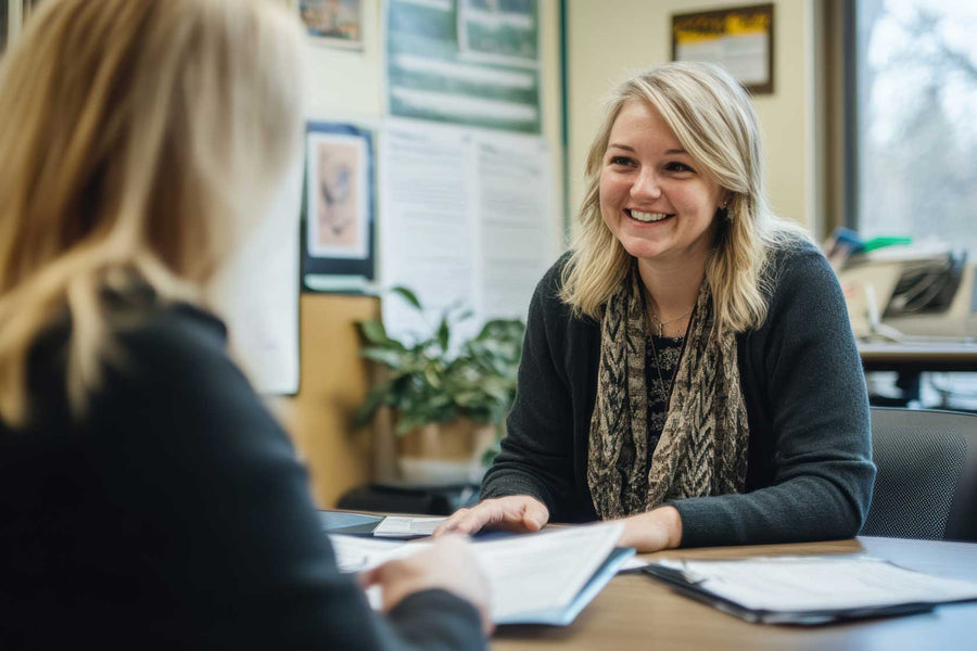 a support worker in a meeting with supervisor