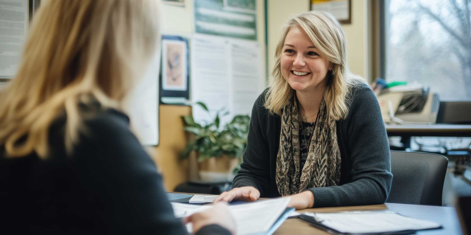 a support worker in a meeting with supervisor