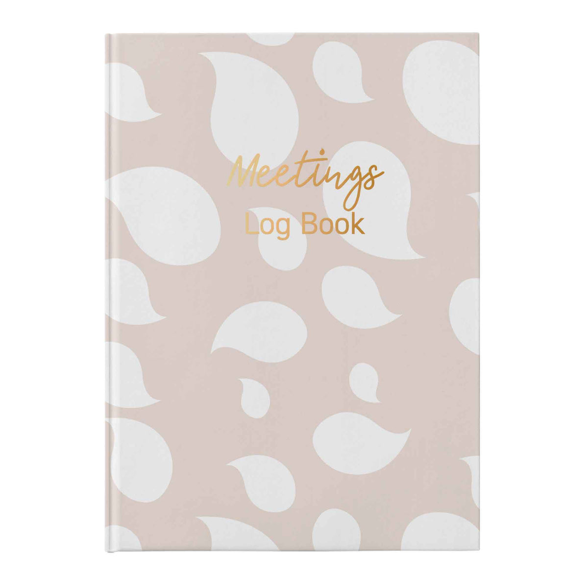 Meetings Log Book with white leaf pattern on a pink background