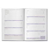 Open daily planner with calendar on a white background