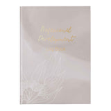 Professional Development Log Book with gold text on a light gray background